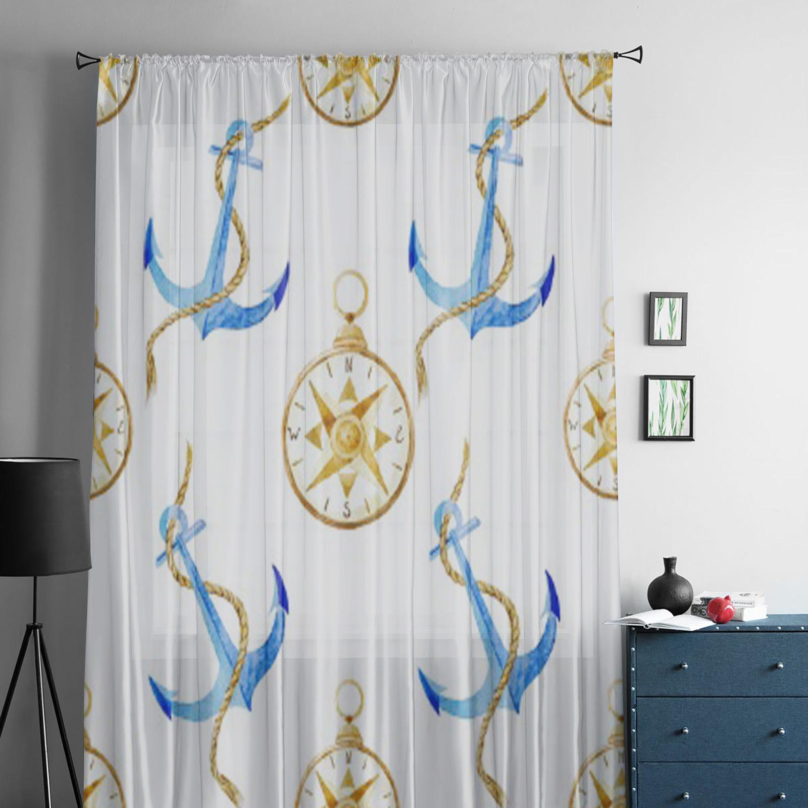 

Красивая акварельная прозрачная занавеска для гостиной, современная вуаль, тюль, занавески для спальни, кухни, шторы 135W x 114H(cm)