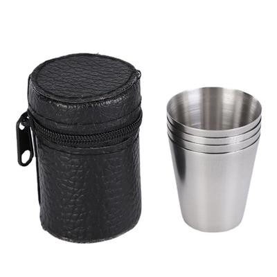 4 Pcs 30Ml Edelstahl Camping Tasse Becher Wandern Tragbare Tee Kaffee Bier Tasse