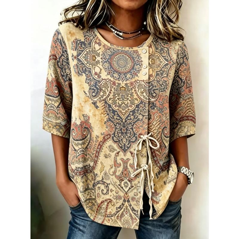 Women's Spring Summer Drawstring Blouse