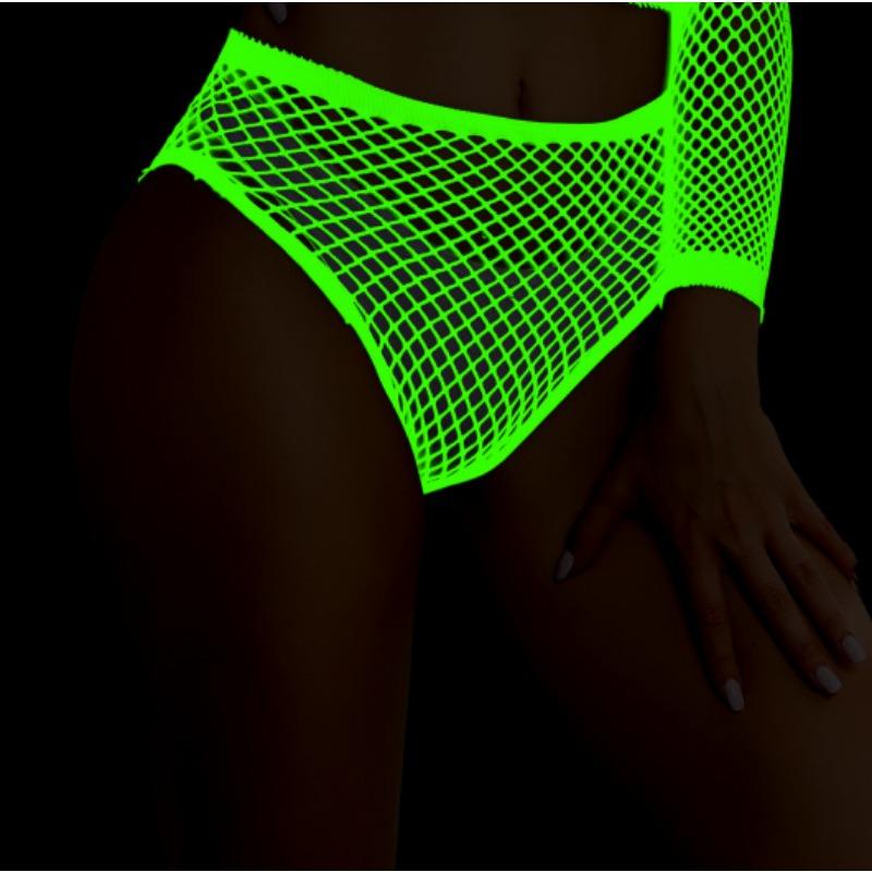 

Fluorescent pantyhose luminous fishnet socks green light sexy tattoo lace body jacquard lace hollow socks one size [simple package]