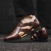 Men's Large Leather Roman Sandals - Breathable, Versatile, Hollow-Out Design with Buckle