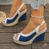 Sommer Neue Damen Peep-Toe Keilsandalen Wasserdichte Plateau Hanfseil Dicke Sohle Ein Riemen Lässige Strandsandalen