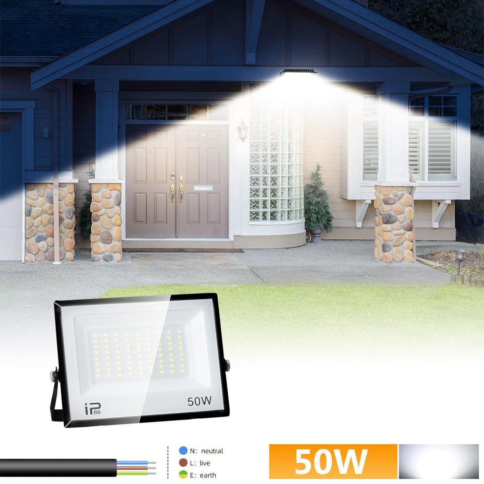 LED Floodlight AC110V/220V 20/30/50/70/100/150/200/300W Aluminum For Outdoor Lighting IP66 Waterproof Garden Courtyard Lamp