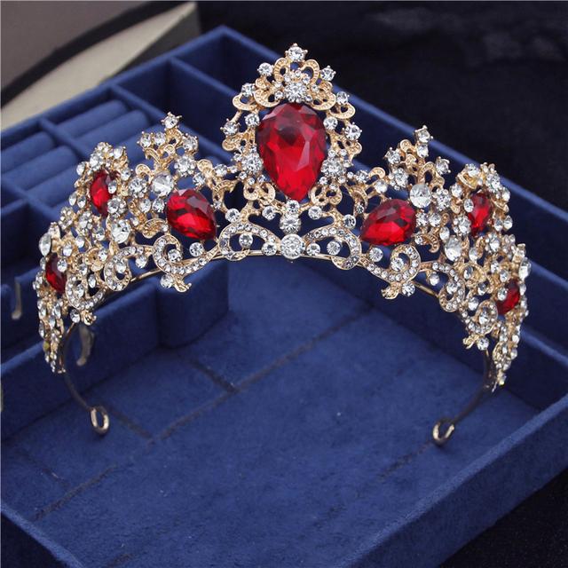 Barokk Nydelig Crystal Brude Tiaraer Dronning Krone Hodeplagg Prinsesse Brud Diadem Ball Bryllup Hår Smykker konkurranse