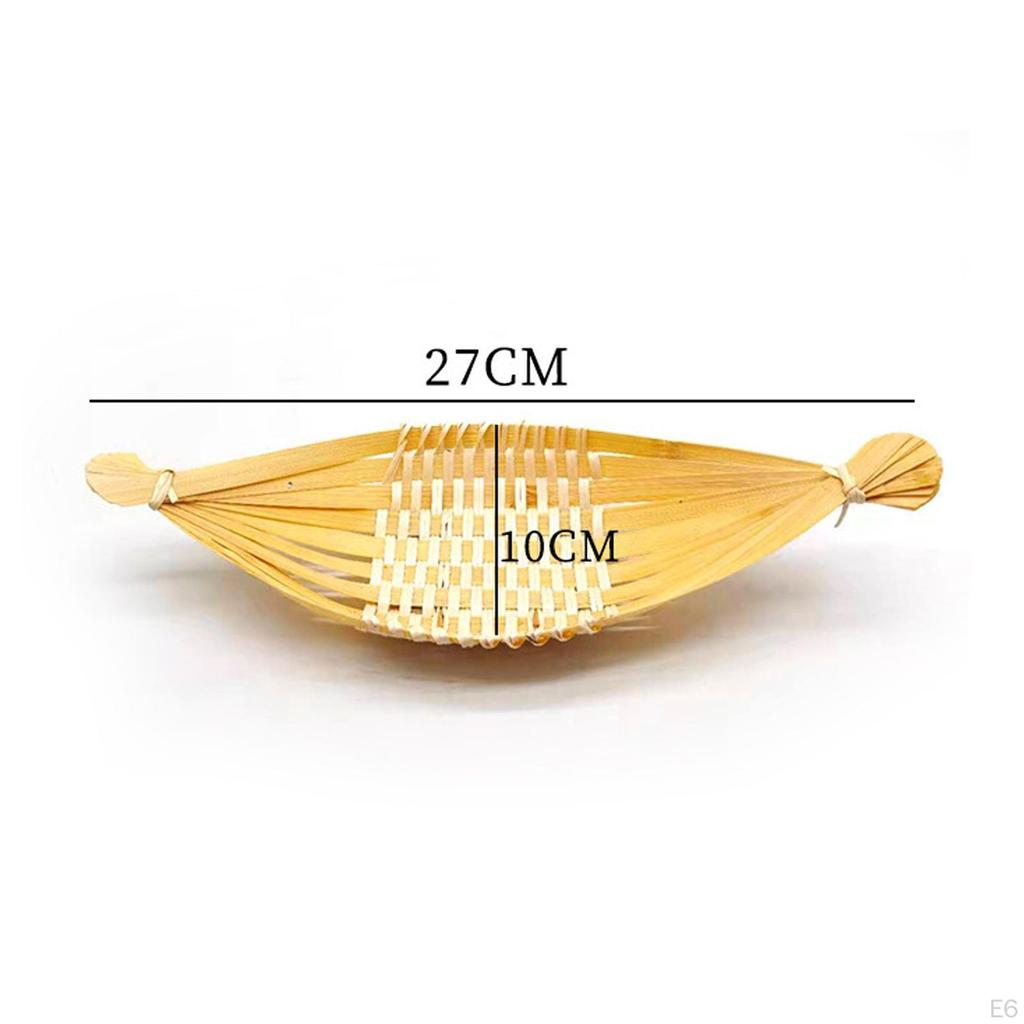 Bamboo Bread Tray Food Storage Basket Rustic Multiuse Woven Serving for