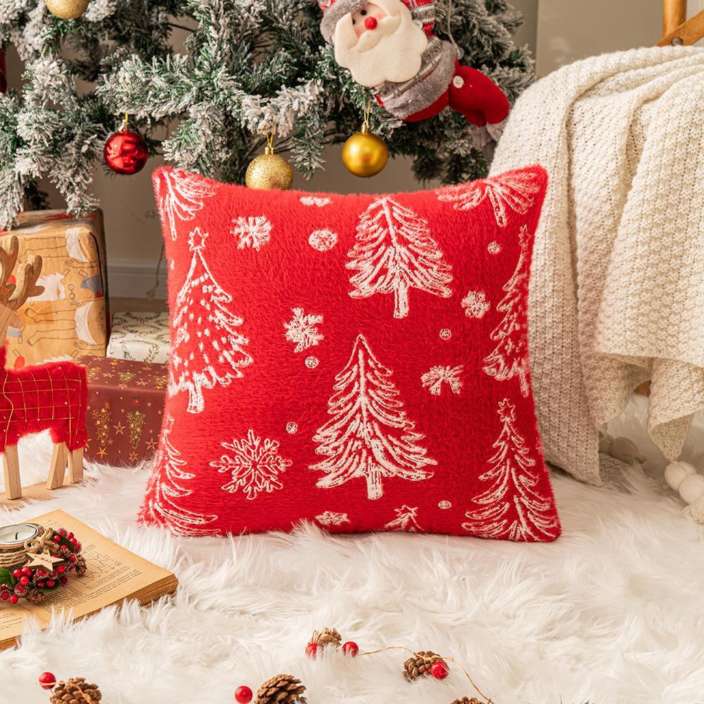 Delicate Christmas Pillowcase Soft Knitted Square Cover Xmas Tree Pattern Home Decor Case for Couch