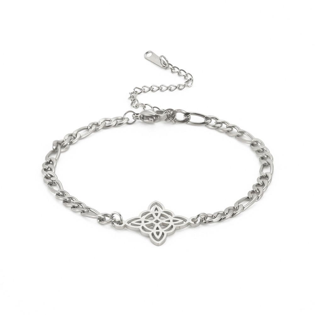 Stainless Steel Witch Knot Bracelet Men Women Witchcraft Knot Charms Bracelet on Hand Chain Sacred Amulet Protection Jewelry