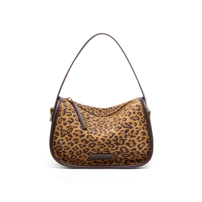 Retro women's bag matte cowhide leopard print niche design messenger bag women's light luxury leather premium commuter handbag