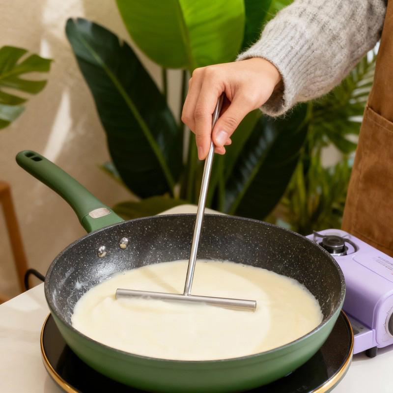 Crepe Spatula Spreader Pancake T Maker Tool Turner Utensils Cake Shape Rake Pan Stainless Steel Making Kit Stick Icing Brownie