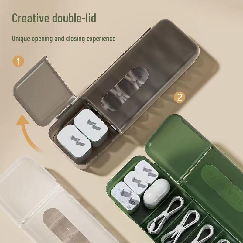 Desktop Cable Organizer with Lid – Cord, Charger, and Power Cable Storage Box