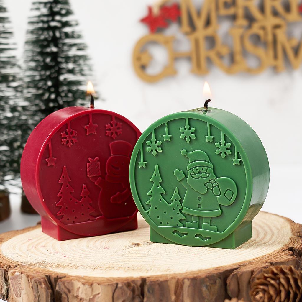 Christmas Ball Silicone Candle Mold DIY Relief Santa Claus Elk Craft Molds Plaster Resin Making Home Christmas Decor Art Gifts