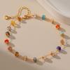 Women 18k Gold Plated Mixed Color Glass Bead Ethnic Style Beach Anklet