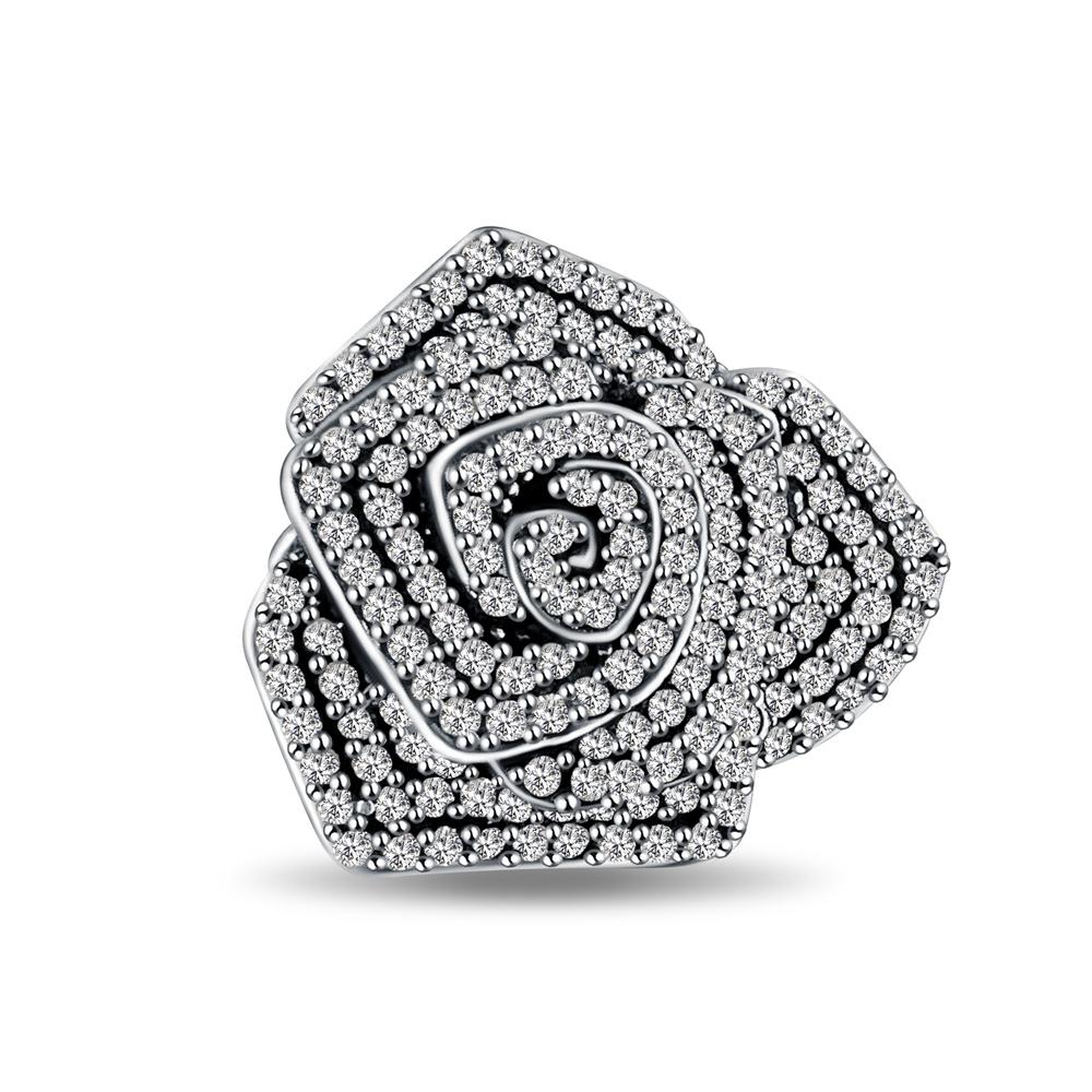 Full Of Zirconium Copper Rose&Lotus&Crown&Bow&Feather Heart&Turtle&Thick Wide Beads Fit Brand Bracelet Diy Jewelry