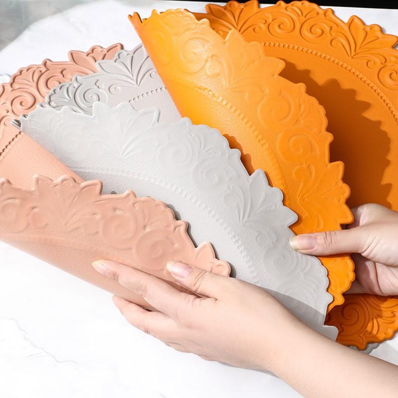 1/4/10sets Party Table Placemats Round Nortic Embossed Faux Leather Kitchen Dining Table Mats Home Decor Gift Placemats