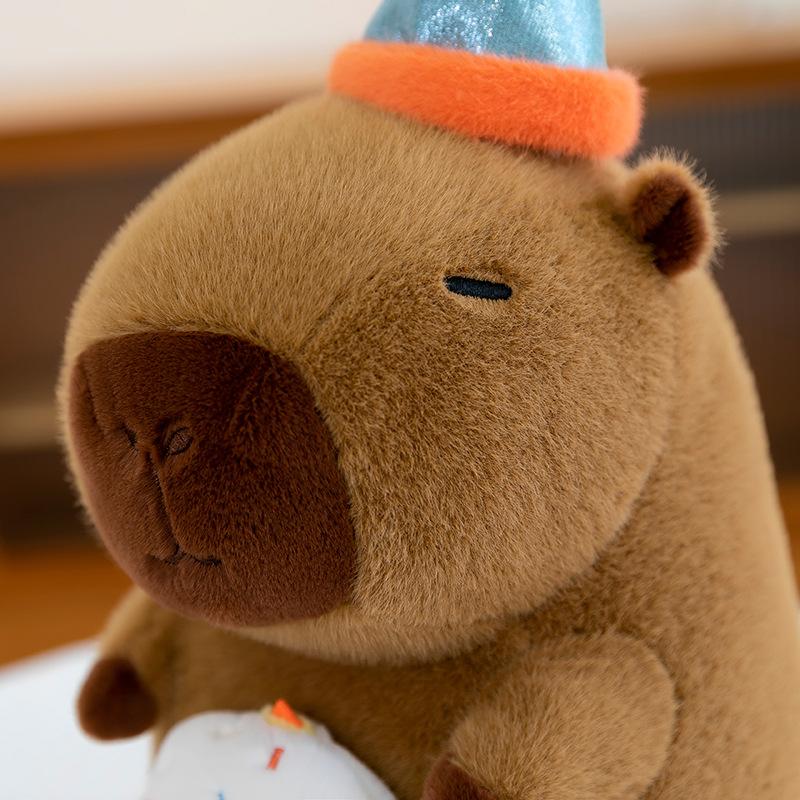 Birthday hat capybara plush toy cute birthday gift kapibara doll gift doll