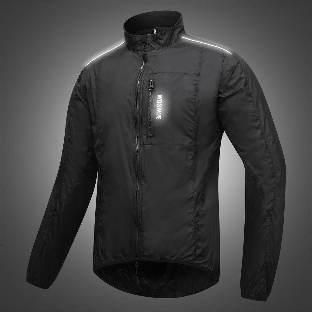 Wosawe Męska Kurtka Rowerowa Przeciwsłoneczna Wiatrówka Rowerowa Cienkie Koszulki MTB Odzież Sportowa do Biegania Wiatrówka Rowerowa Odblaskowa
