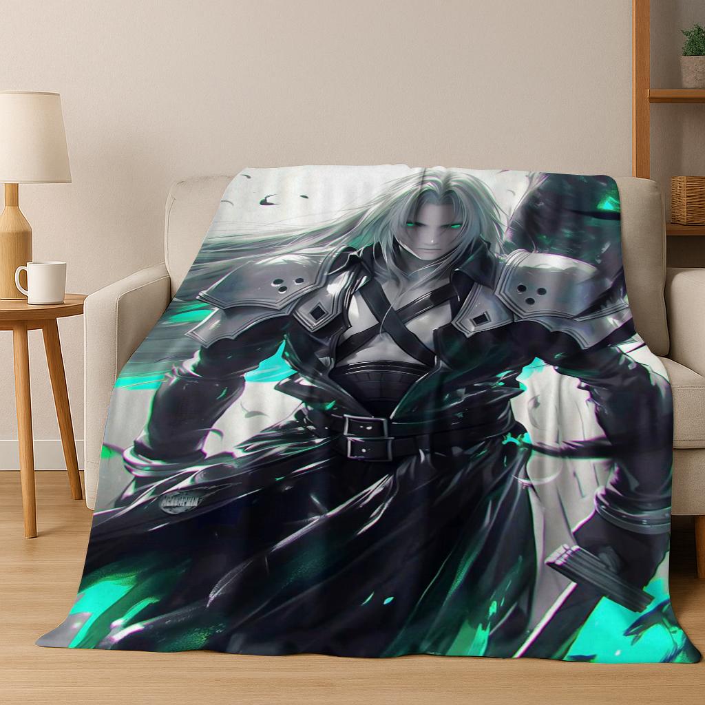 Cartoon Final Fantasy Sephiroth Cloud Tifa Game Flannel Blanket,Warm and Cozy Soft Throw Blanket for Home Bedroom Bed Sofa Kid