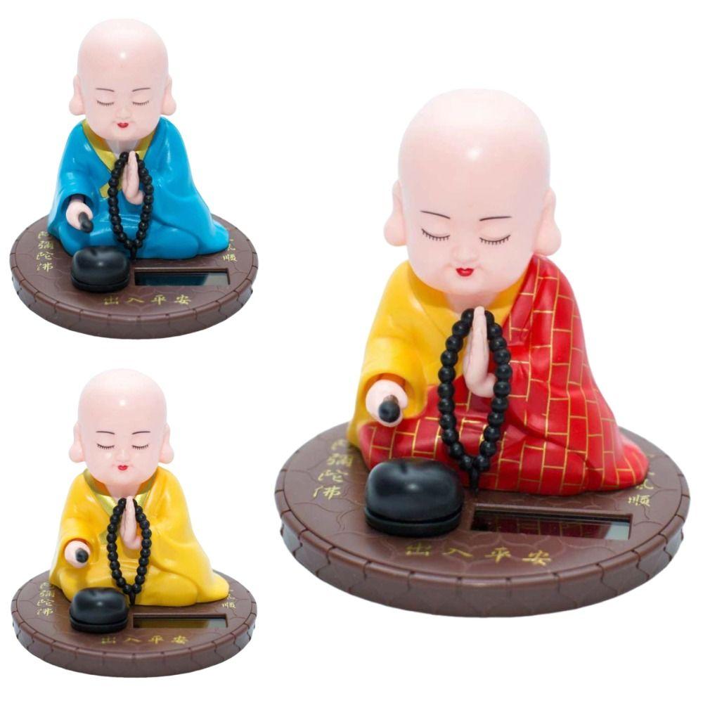 Fromme Gebets-Solar-Nick-Buddha Reichtum Kommend Nickend Schlagend Holzfisch Handarbeiten Dekorativ Buddhistischer Mönch Figuren
