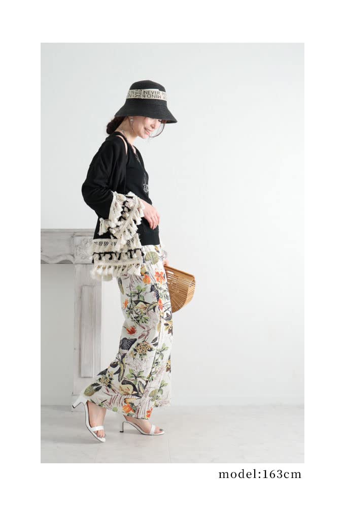 Sawa La Mode Natural Cotton Pants with a Blooming Flower Floral and Botanical Long Free Á Women's Wide-leg Pattern. Print. Pants. Size. (mode-7896)