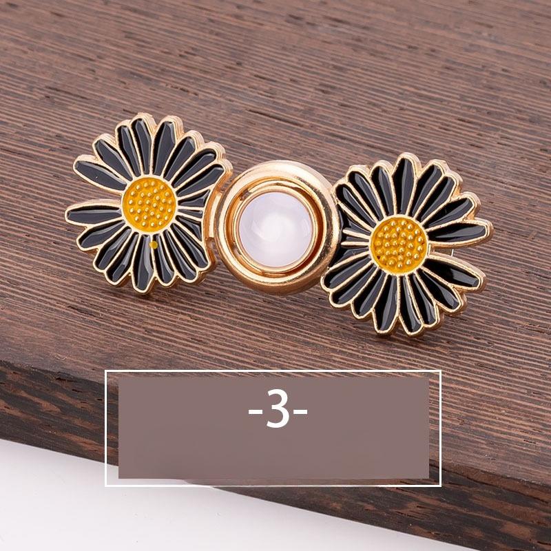 1pc of Casual And Versatile Daisy-Patterned Buttons for Men, Featuring an Adjustable Waist with Magical Buttons