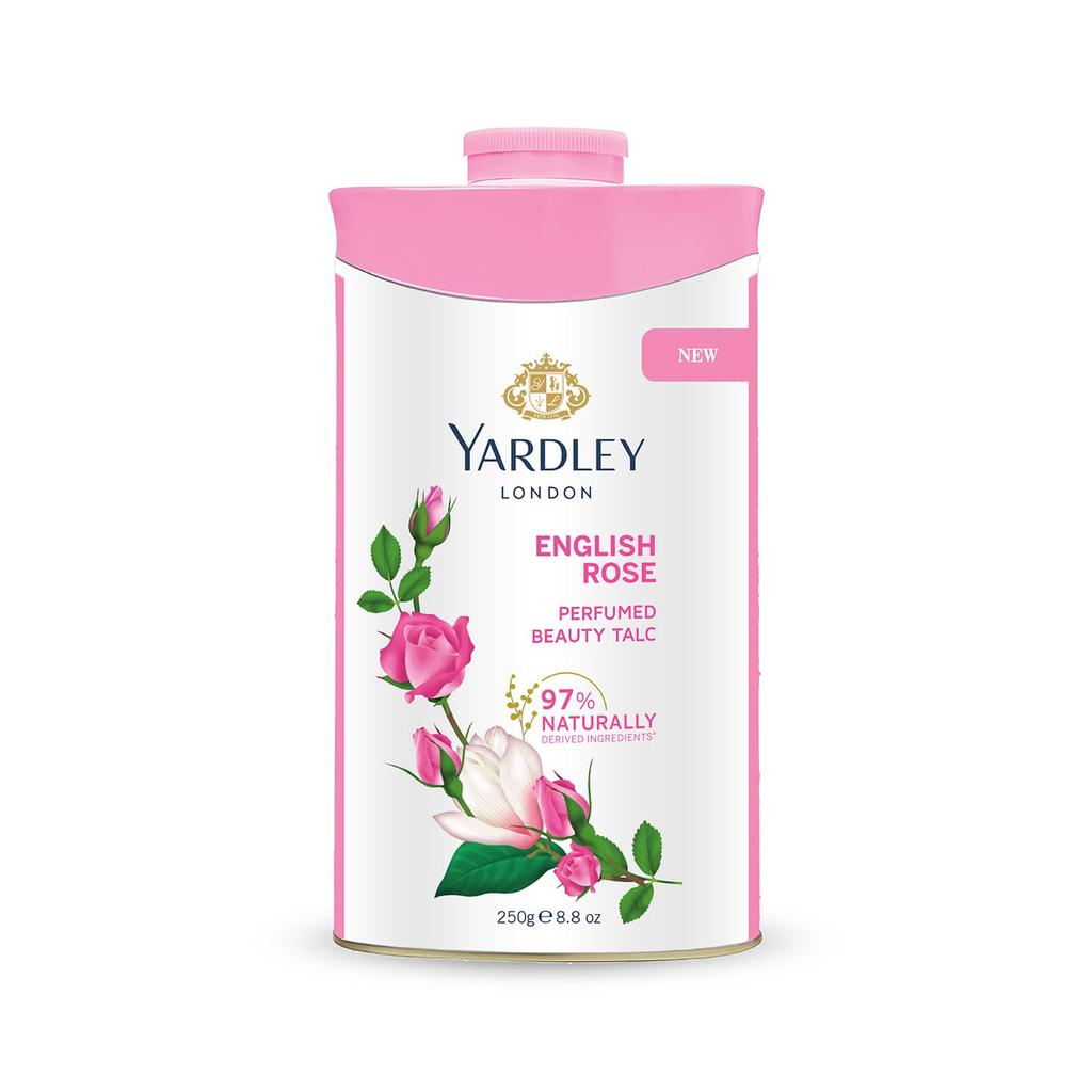 Yardley London English Rose Perfumed Talc Spray for Women 250g Pack of 1 Soft Silky Skin Fragrance