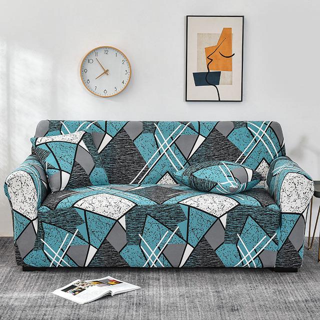 Elastic Triangle Pattern Sofa Cover Stretch Sofa Covers for Living Room Sofa Towel Slip -Resistant Fully -Wrapped Couch Cover