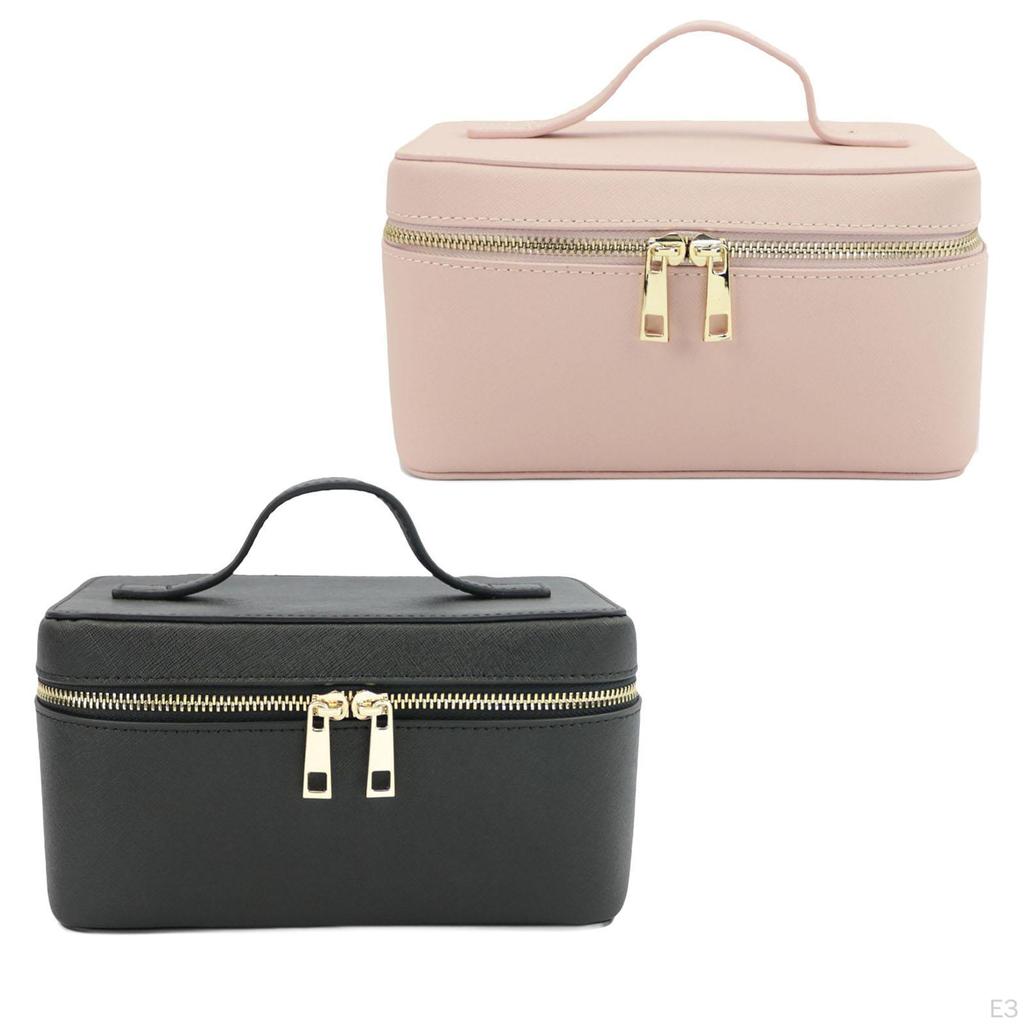 Chic Faux Leather Makeup Bag with Removable Dividers