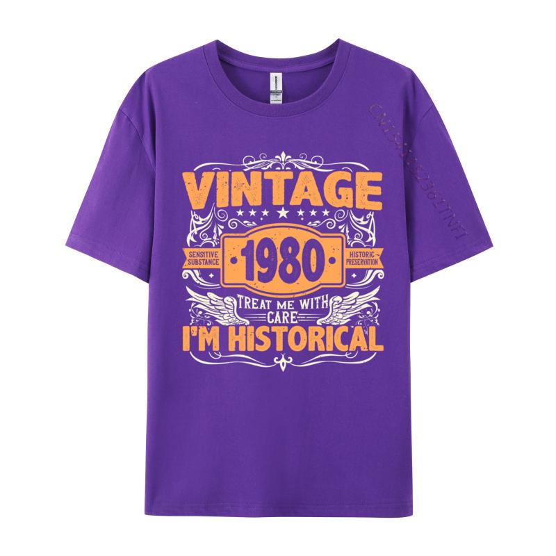 Slim Fit Tshirts 1980 Birthday Vintage 1980 Born In 1980 Made In 1980 T-shirts Normal Design Plain Cotton Mens Tops Tees