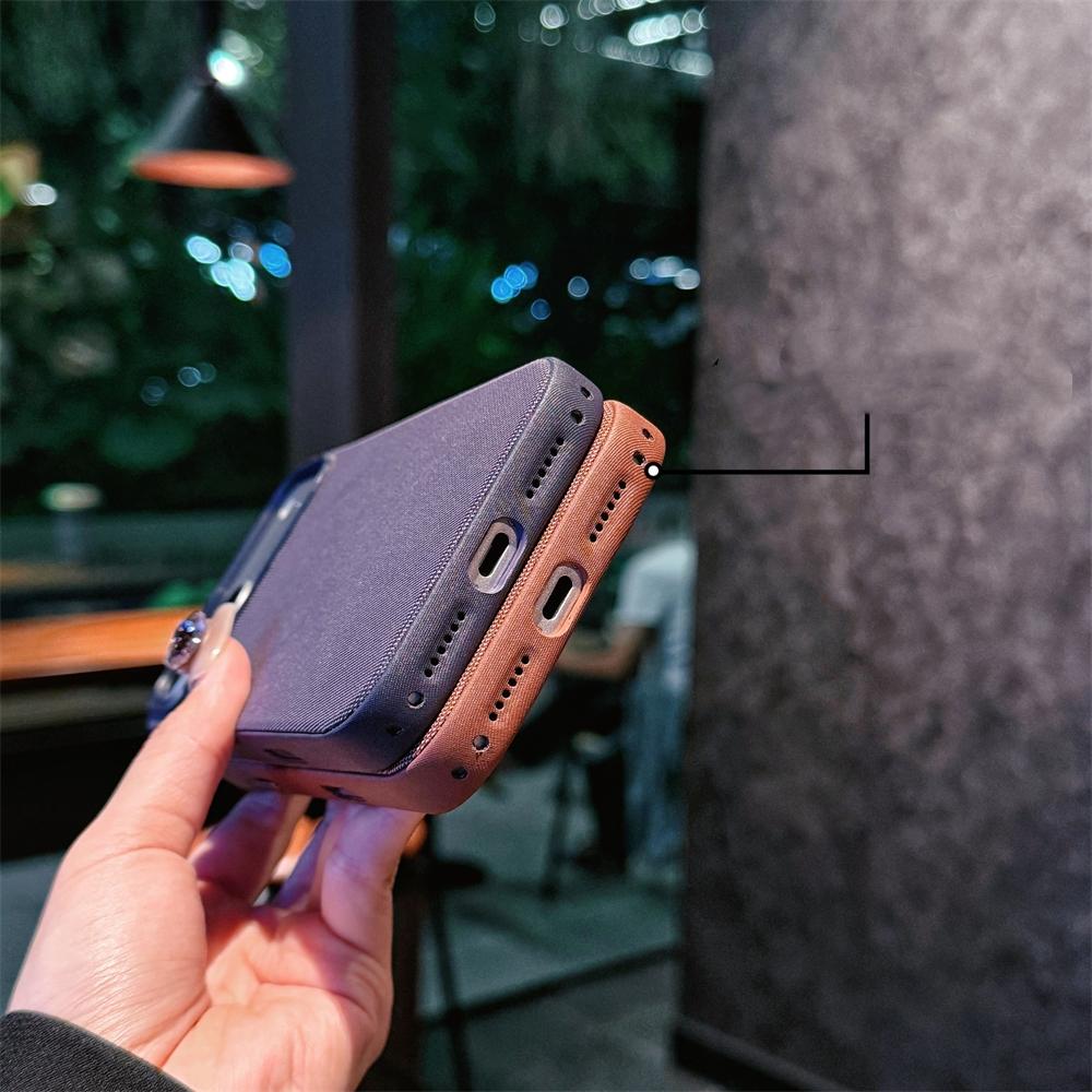 Business Matte Leather Texture Nylon Fabric Magnetic Case For iPhone 17 Pro Max For Magsafe Wireless Charging Shockproof Cover