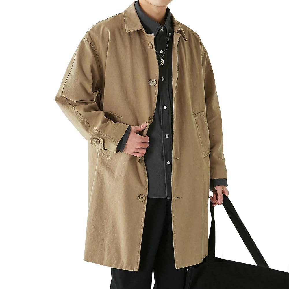 

Мужской длинный тренч WINROMTICO Весенняя куртка - Хаки (Размер L)