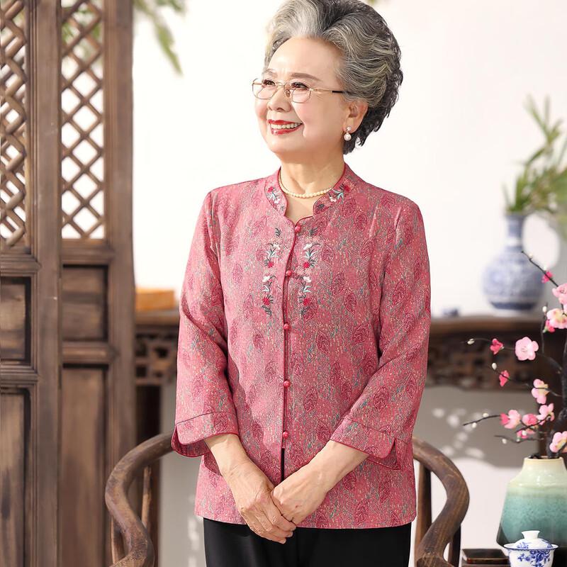 Datang Furen Mid-Aged Women's Floral Seven-Quarter Sleeve Cardigan