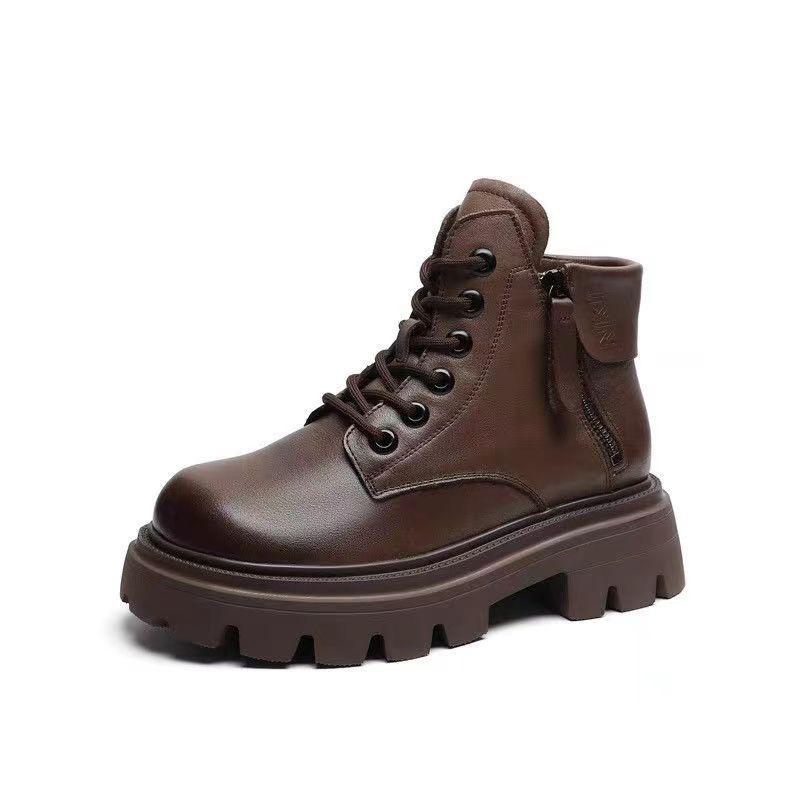 Nouvelles bottes de locomotive marron style britannique automne et hiver cuir souple antidérapantes rétro chaudes bottines courtes bottes Martin