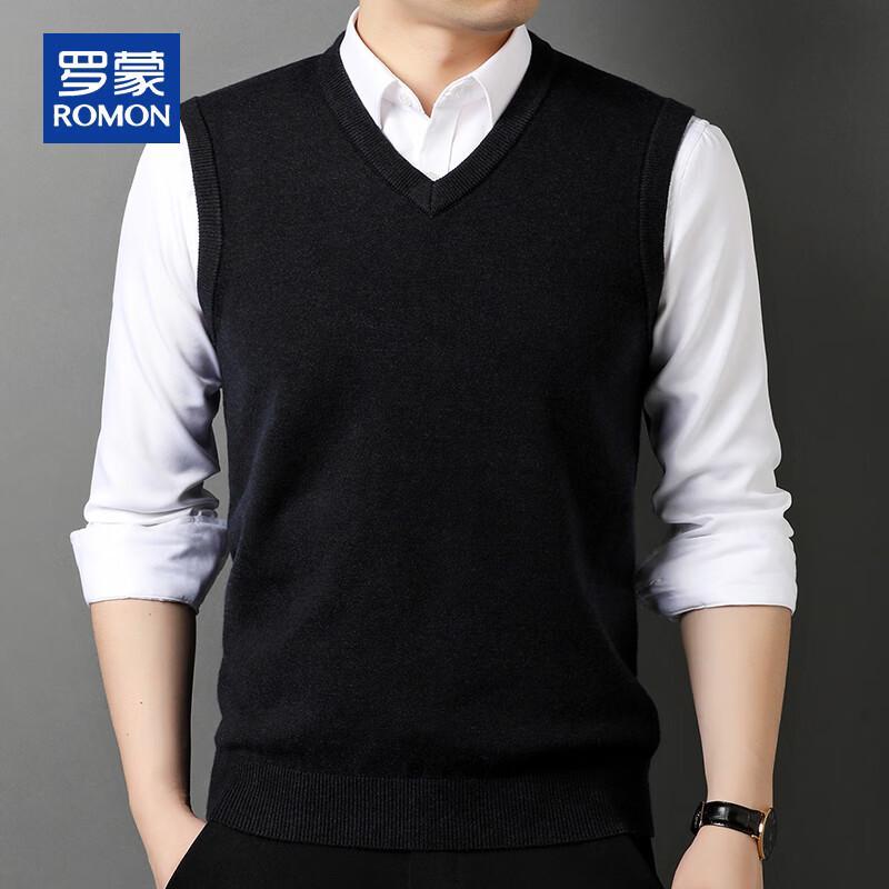 ROMON Men's V-Neck Knitted Business Casual Vest
