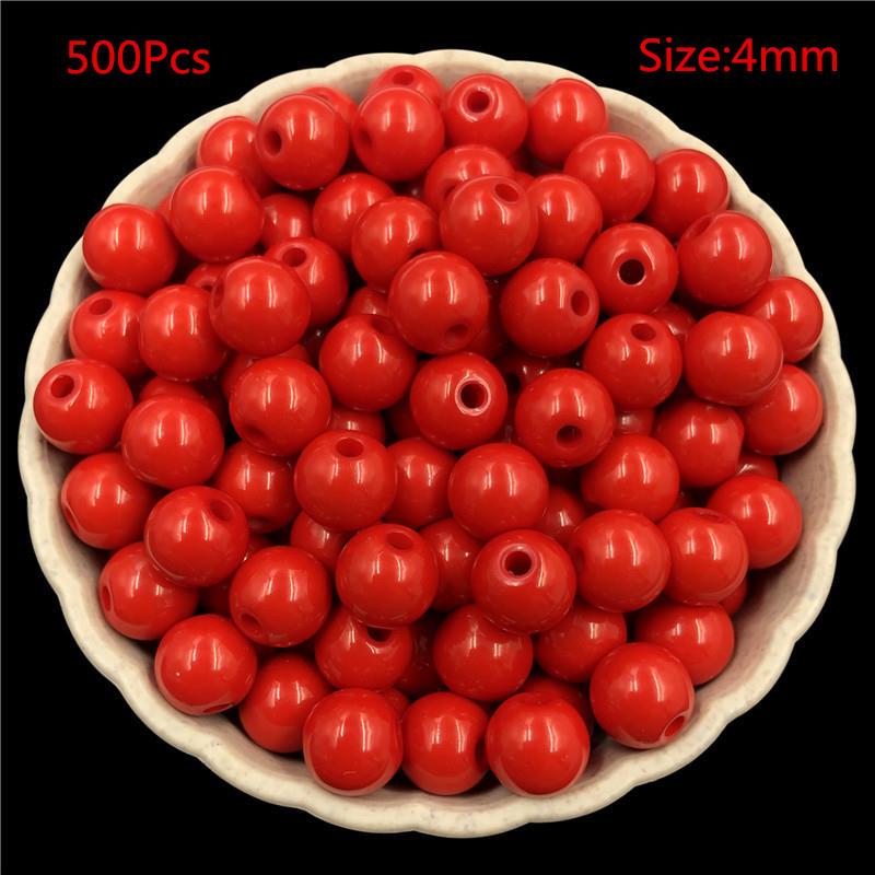 4mm/500 stk Bakte farge hirseperler Glassperler løse perler Kryssperler DIY Materiale Ensfarget risperler DIY perler Håndlagde løse plastperler