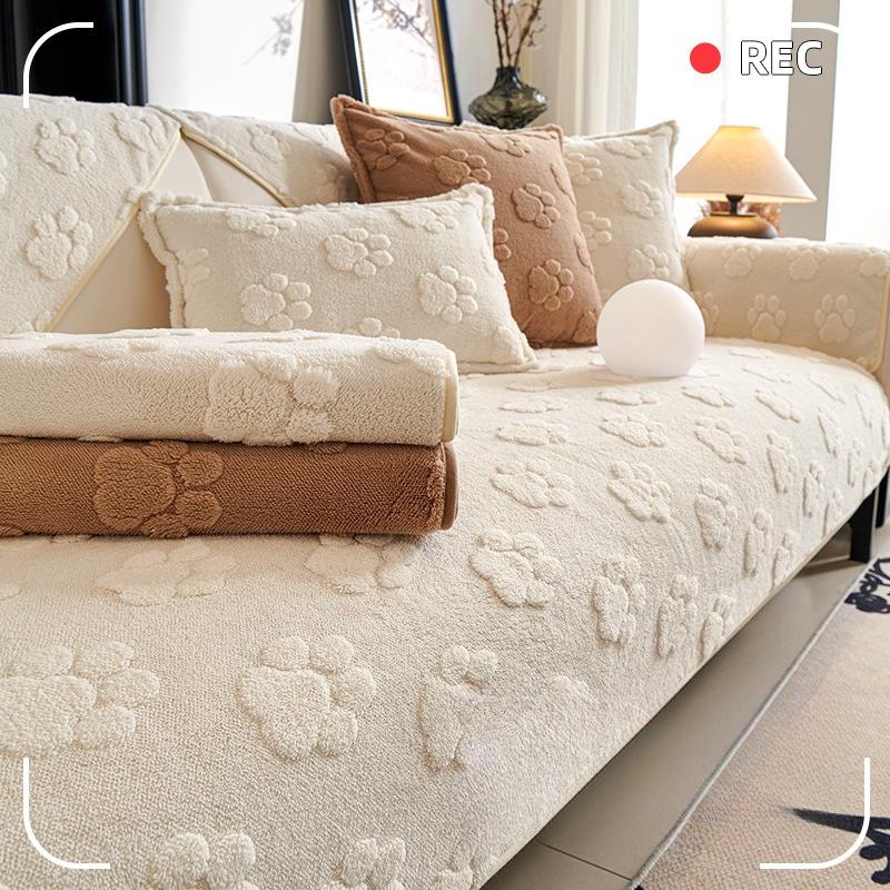 Cream Wind Sofa Cushion  New Autumn And Winter Plush Sofa Cushion Cloth Straight Row Three-Person Non-Slip Sofa Cushion