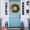 Beautiful Decor Thanksgiving Wreath Featuring Maple Leaves And Elegant Bow For Home