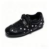 Women's Polka Dot Casual Sneakers, Soft Leather Flat Shoes,Summer Sweet Cool Lace-Up Metal Buckle Sneakers for School&Streetwear