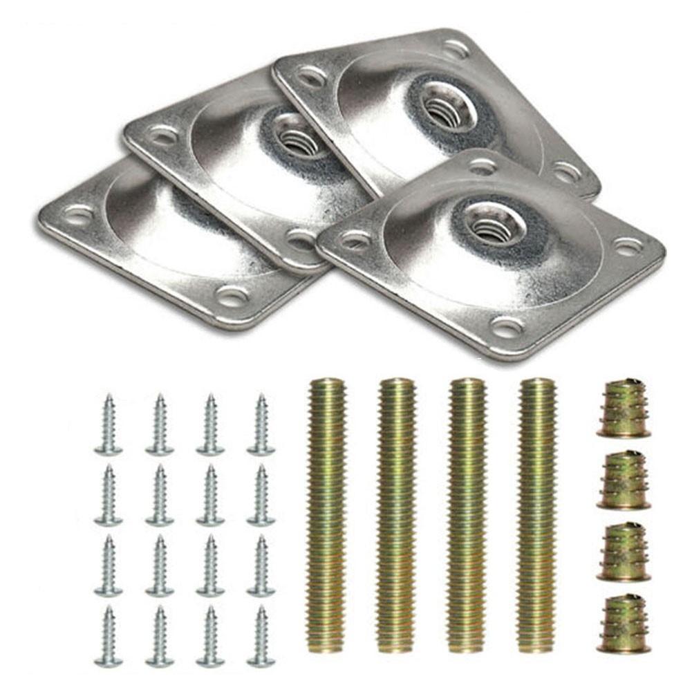 Set Of 4 Leg Fixing Mounting Plates Brackets Level Plates With M8 Metal Wood