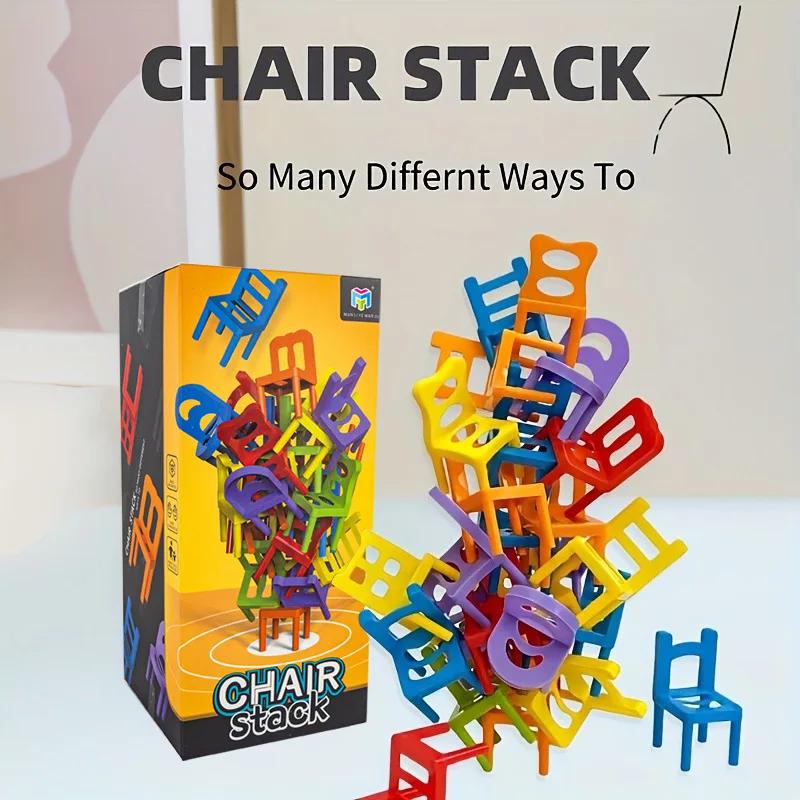 24-42pc Children's Puzzle Folding Chair Toy Parent-child Interactive Game for Kids Chair Stack Party Game Juego Social Games