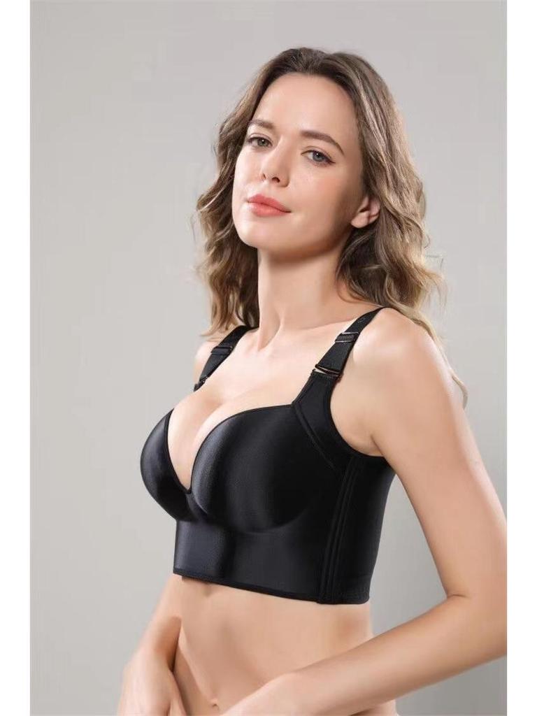 Glänzender nahtloser BH in Übergröße ohne Bügel für Damen - Dünner Stil, formend, Seitenhalt