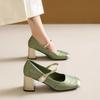 zapatos de mujer women casual sweet light weight spring & summer square heel green shoes lady fashion black retro shoes ab269