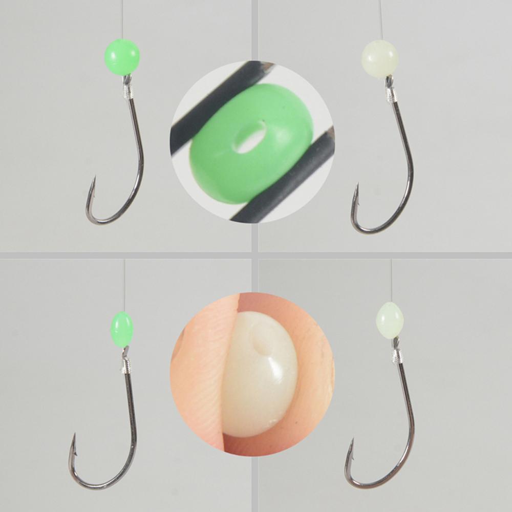 200pcs Round Soft Rubber Luminous Fishing Space Beads Glow Fluorescent In Dark 4-12mm More Size Choose Fishing Lure Bead Tools