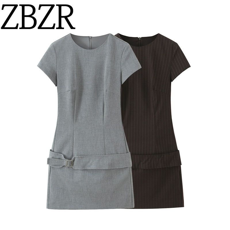 Za2025 Autumn New Arrival Zr Women's Clothing Belted Round Neck Short Sleeve Short Dress 4661264 087