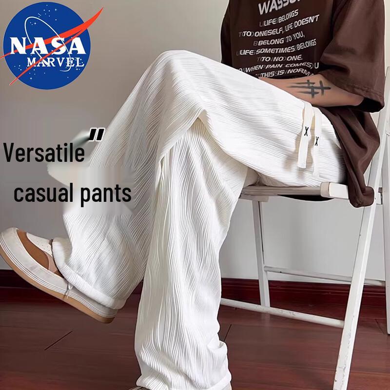 

NASA MARVEL Men s Pleated Wave Texture Straight-Leg Casual Pants 2XL