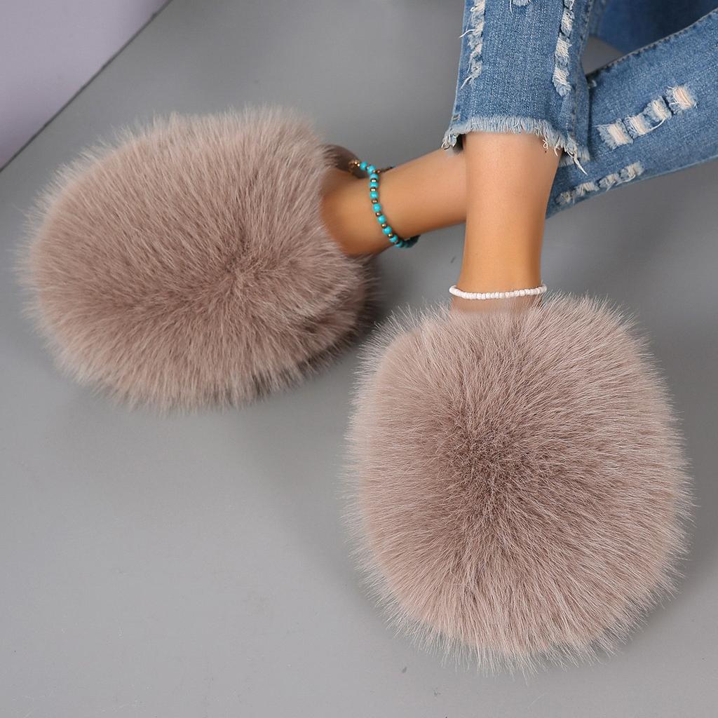 Women's Lightweight Comfortable Thick Bottom Cold Warm Padded Non-slip Wear Outdoor Sports Plush Cotton Slippers