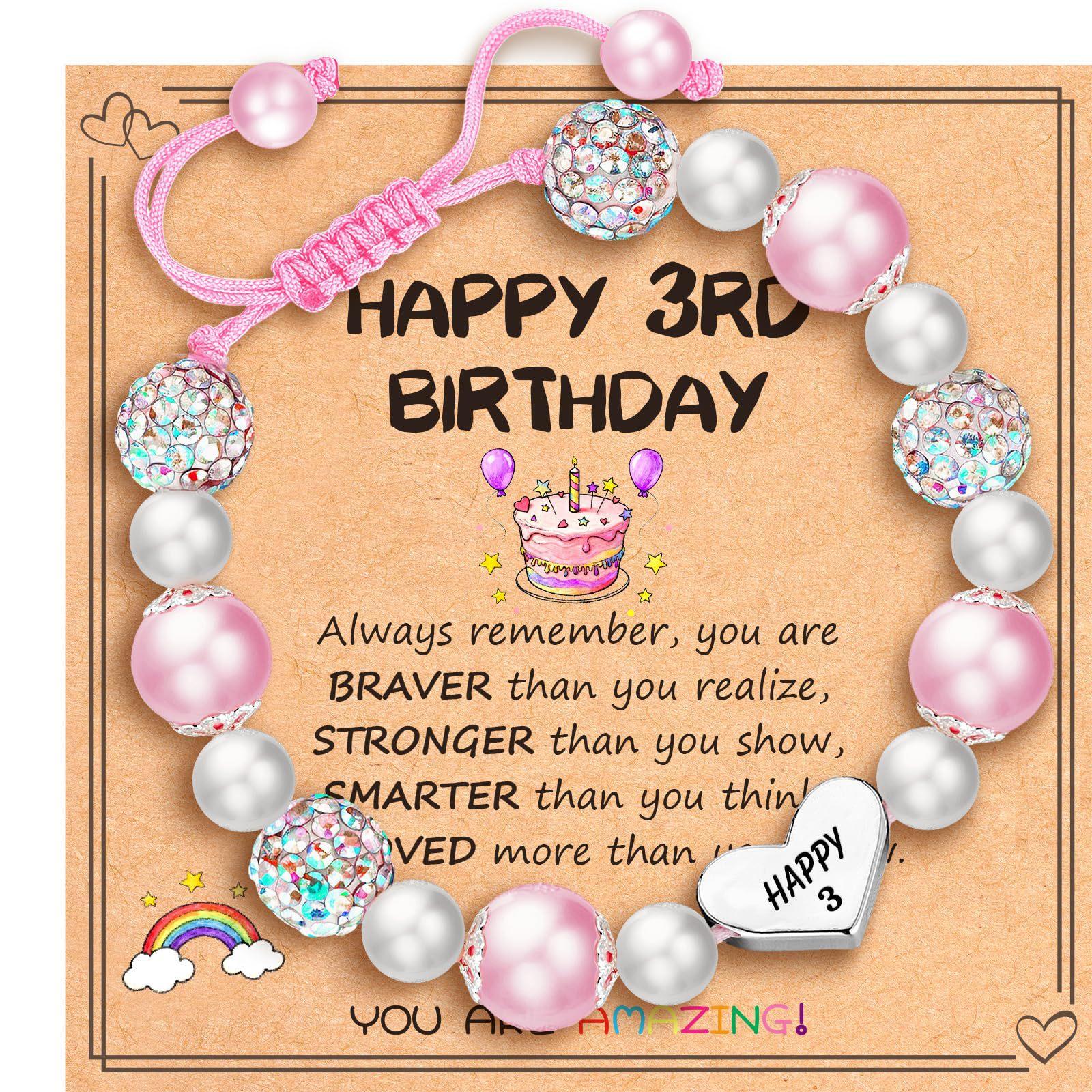 2026 Birthday Gift White Pink Pearl Bead Bracelets Heart Children Hand Make Knit Bracelets Childs