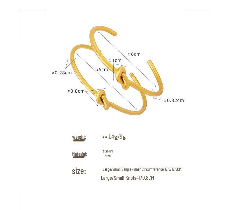 European & American Style Knotted Titanium Steel Bangle - Adjustable, Thick & Thin Design, Non-Fading