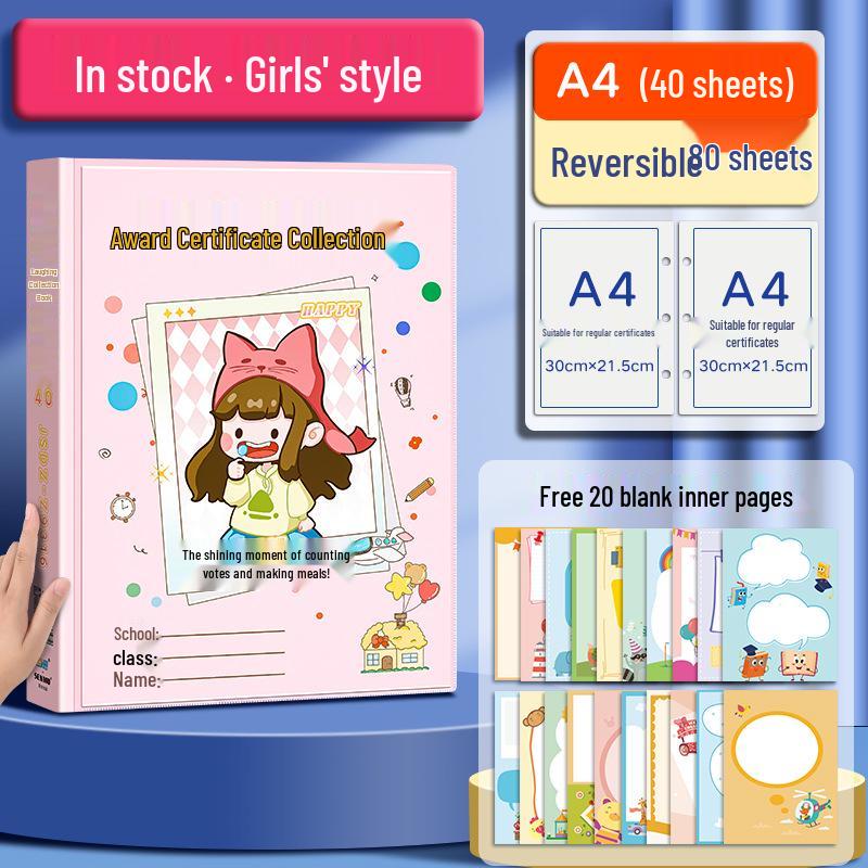 A4 Certificate & Art Collection Book for Kids: Store Awards, Drawings, and Photos. Ideal for Primary Students.