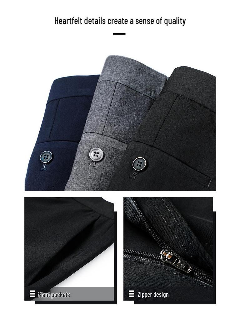 Men's Straight-Leg Casual Business Dress Pants - Breathable and High-Quality