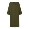 Women's Cotton And Linen Temperament Commuting Long Spliced Round Neck Casual Solid Color Dress